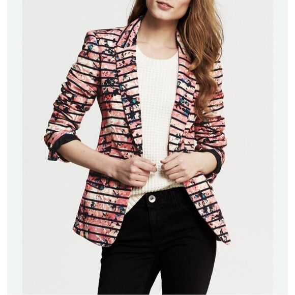 Banana Republic Jackets & Blazers - NWOT Banana Republic Multicolored Pink Floral Striped Blazer /Jacket size 14